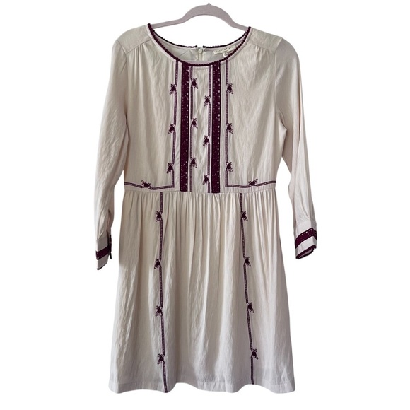 NWT Current Air Embroidered Tunic Dress in Cream and Burgundy size Small - Picture 4 of 15